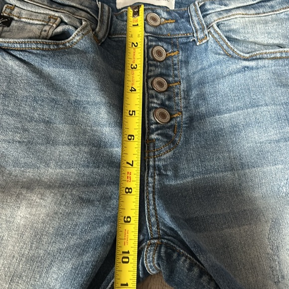 Kancan Ankle Distressed Asymmetrical Hem button front jeans sz 7/27 - Picture 7 of 8